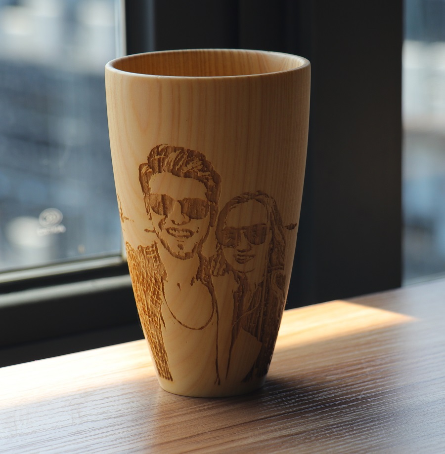 high-quality water cup made from wood laser engrave your chosen picture is the best 5 year anniversary gift