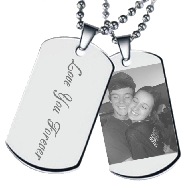 Personalized Photo Text Dogtags Custom Titanium Steel Your Picture Necklace for Valentines Gift
